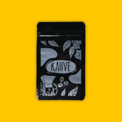 Kahve Baskılı Mat Siyah Alüminyum Doypack 11x18,5 100 gram