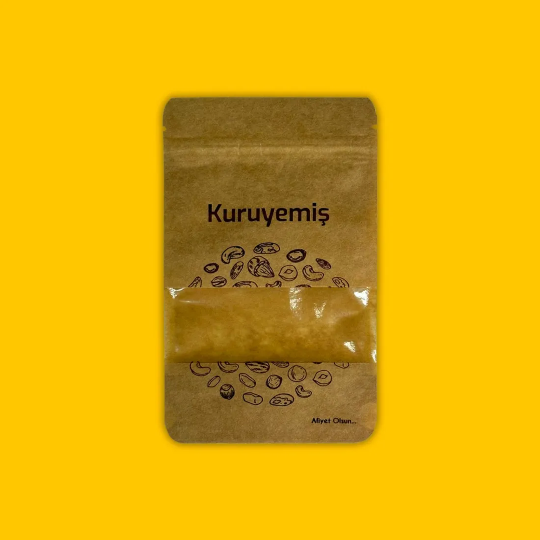 Kuruyemiş Baskılı Pencereli Kağıt Doypack 11x18,5 100 gram