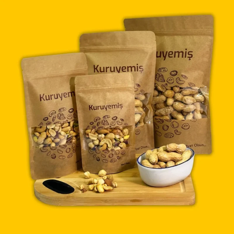 Kuruyemiş Baskılı Pencereli Kağıt Doypack 11x18,5 100 gram - Görsel 2